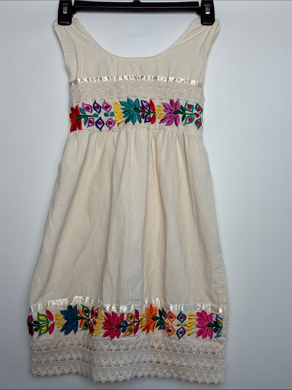 Girls Cream Embroidered Floral Summer Dress - Hispanic Heritage
